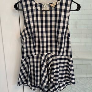 Navy and white Cremiux peplum top